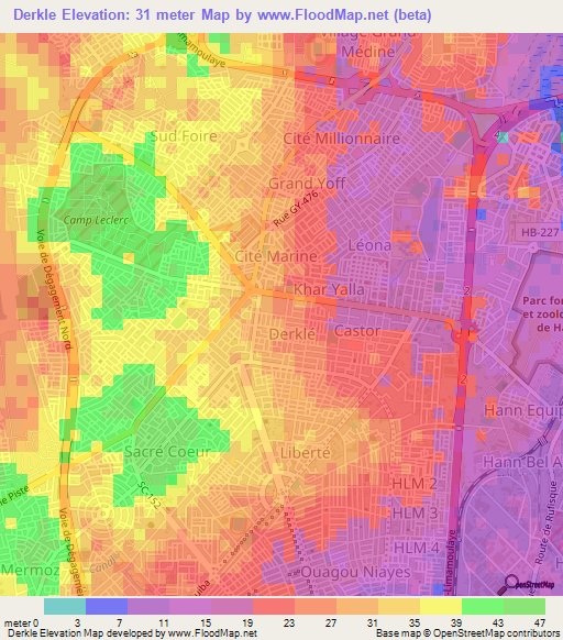 Derkle,Senegal Elevation Map