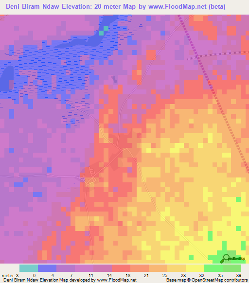 Deni Biram Ndaw,Senegal Elevation Map