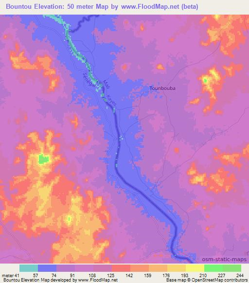 Bountou,Mali Elevation Map