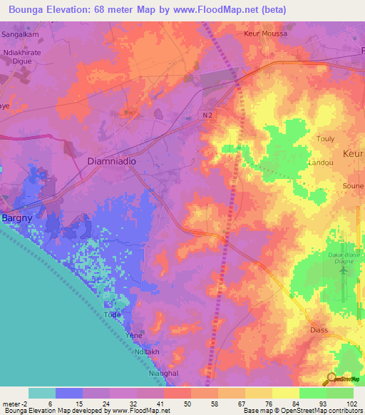 Bounga,Senegal Elevation Map