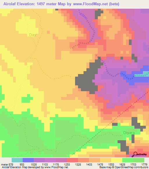 Airolaf,Djibouti Elevation Map