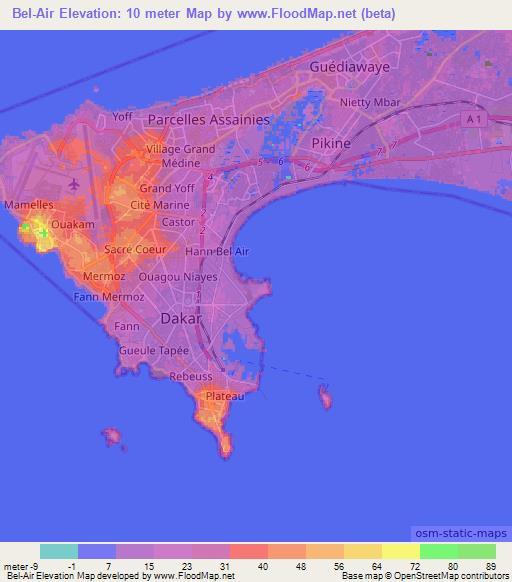 Bel-Air,Senegal Elevation Map