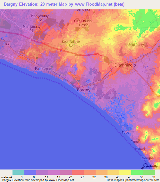 Bargny,Senegal Elevation Map