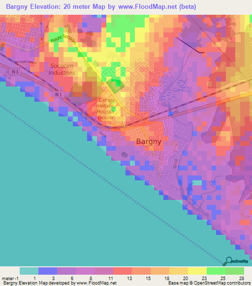 Bargny,Senegal Elevation Map