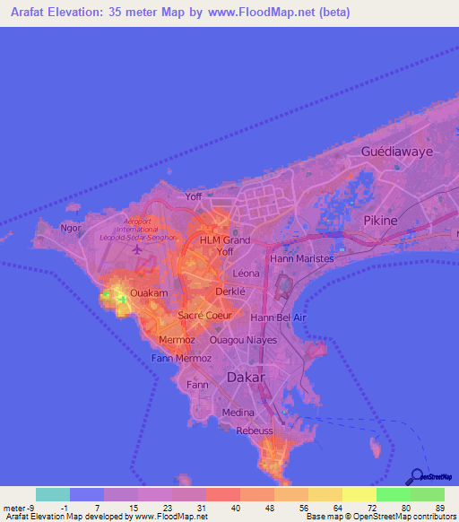 Arafat,Senegal Elevation Map