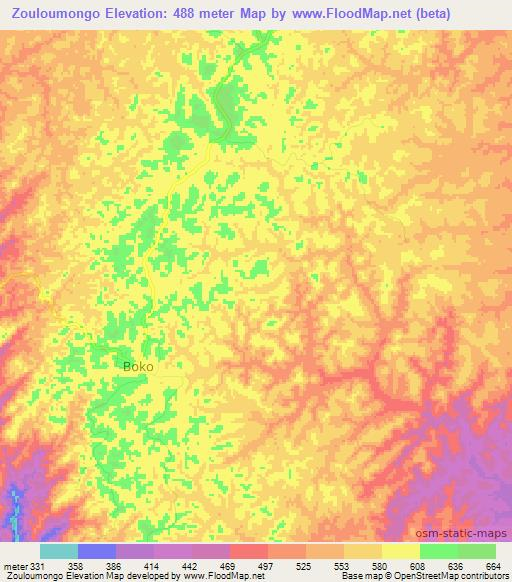 Zouloumongo,Congo (Brazzaville) Elevation Map