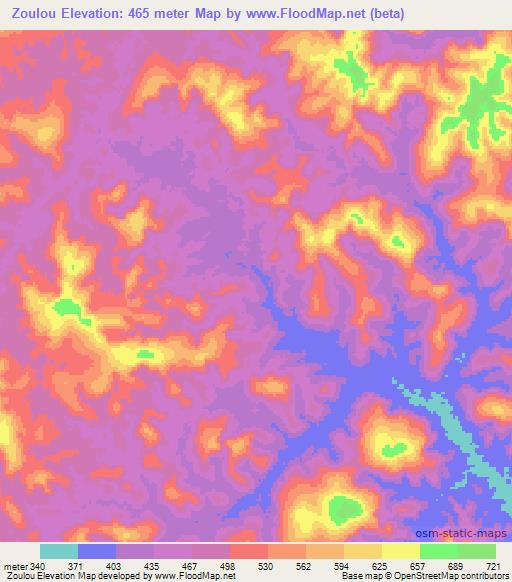 Zoulou,Congo (Brazzaville) Elevation Map