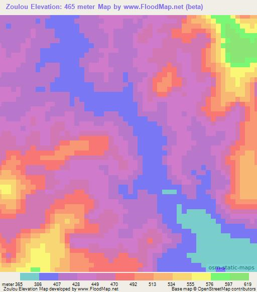 Zoulou,Congo (Brazzaville) Elevation Map