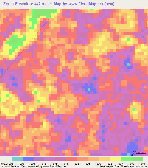 Zoula,Congo (Brazzaville) Elevation Map