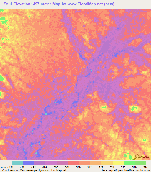 Zoul,Congo (Brazzaville) Elevation Map