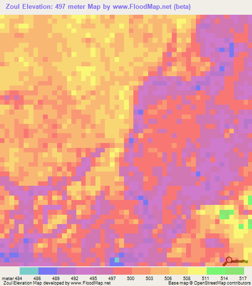 Zoul,Congo (Brazzaville) Elevation Map