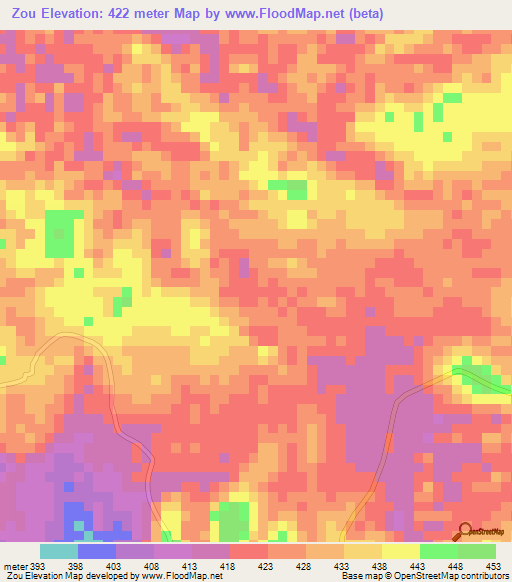 Zou,Congo (Brazzaville) Elevation Map