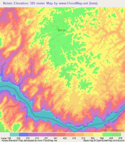 Nzieto,Congo (Brazzaville) Elevation Map