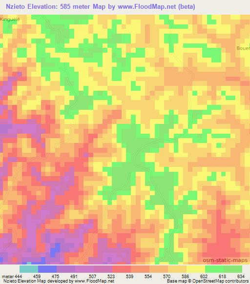 Nzieto,Congo (Brazzaville) Elevation Map