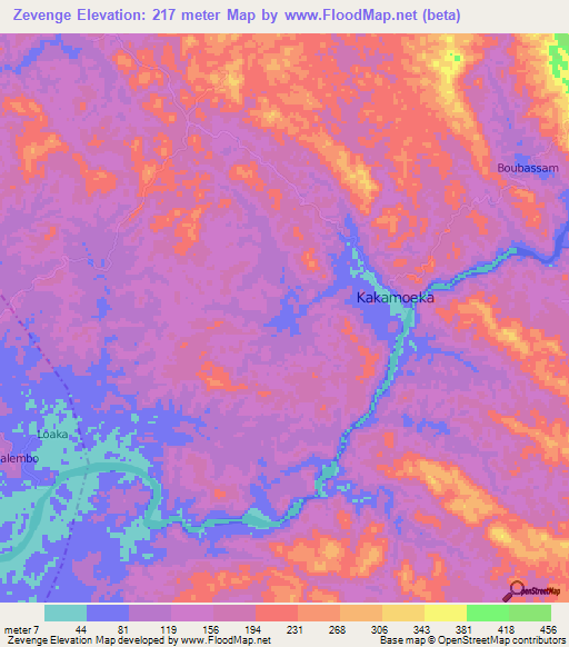 Zevenge,Congo (Brazzaville) Elevation Map