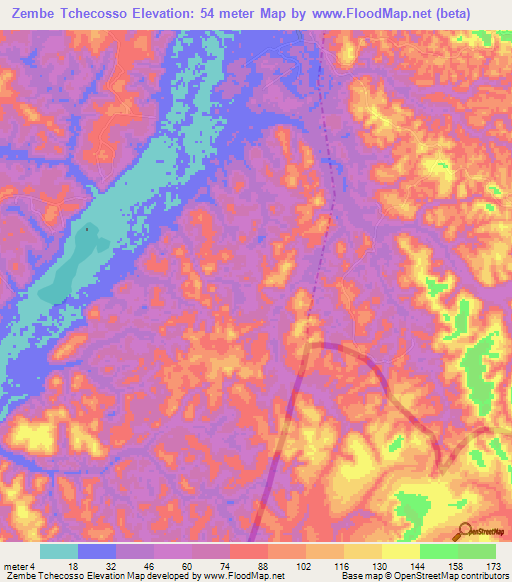 Zembe Tchecosso,Congo (Brazzaville) Elevation Map