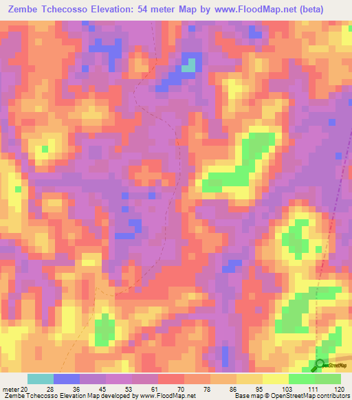 Zembe Tchecosso,Congo (Brazzaville) Elevation Map