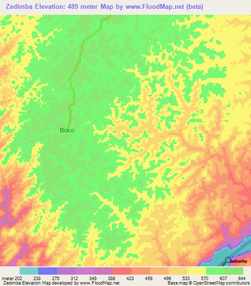 Zedimba,Congo (Brazzaville) Elevation Map