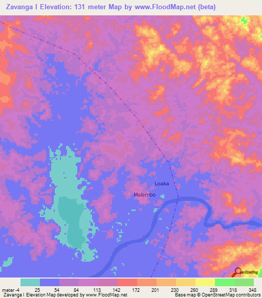 Zavanga I,Congo (Brazzaville) Elevation Map