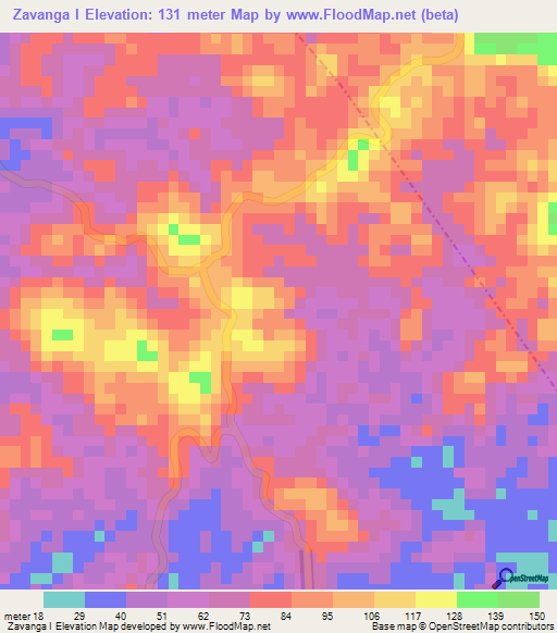 Zavanga I,Congo (Brazzaville) Elevation Map