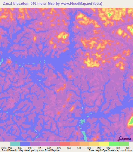 Zanzi,Congo (Brazzaville) Elevation Map