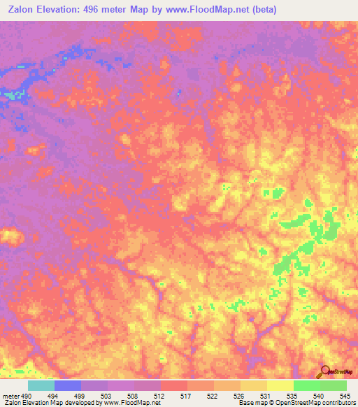Zalon,Congo (Brazzaville) Elevation Map