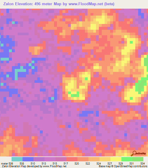 Zalon,Congo (Brazzaville) Elevation Map