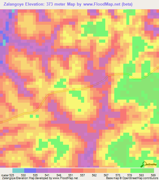 Zalangoye,Congo (Brazzaville) Elevation Map