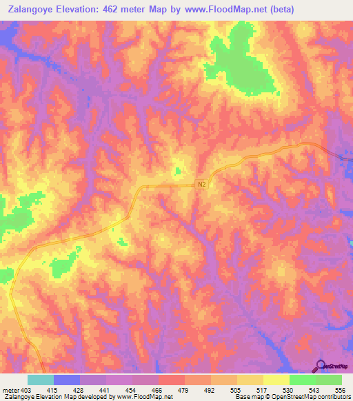 Zalangoye,Congo (Brazzaville) Elevation Map