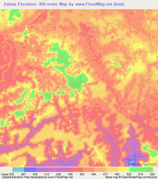 Zabata,Congo (Brazzaville) Elevation Map