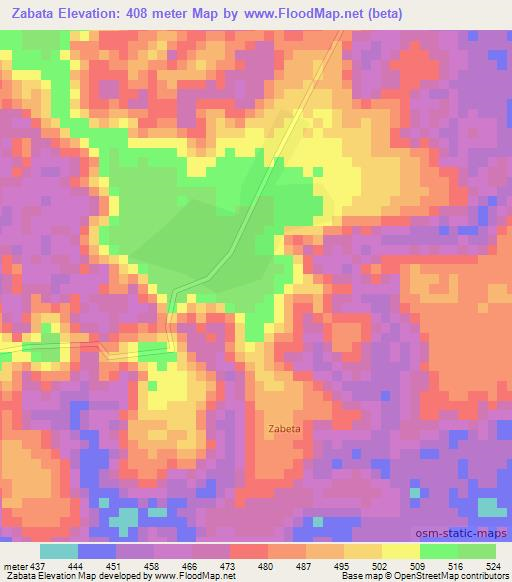 Zabata,Congo (Brazzaville) Elevation Map