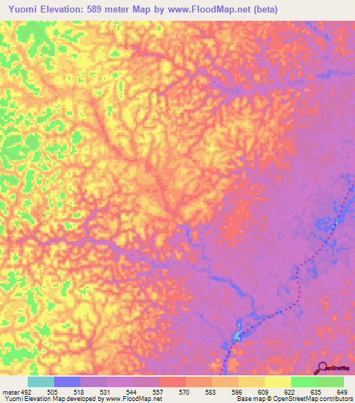 Yuomi,Congo (Brazzaville) Elevation Map