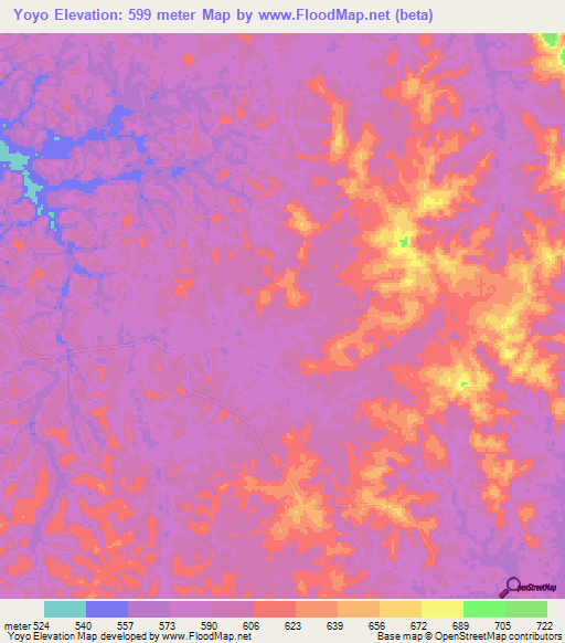 Yoyo,Congo (Brazzaville) Elevation Map