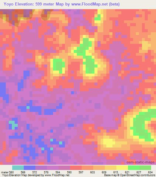 Yoyo,Congo (Brazzaville) Elevation Map