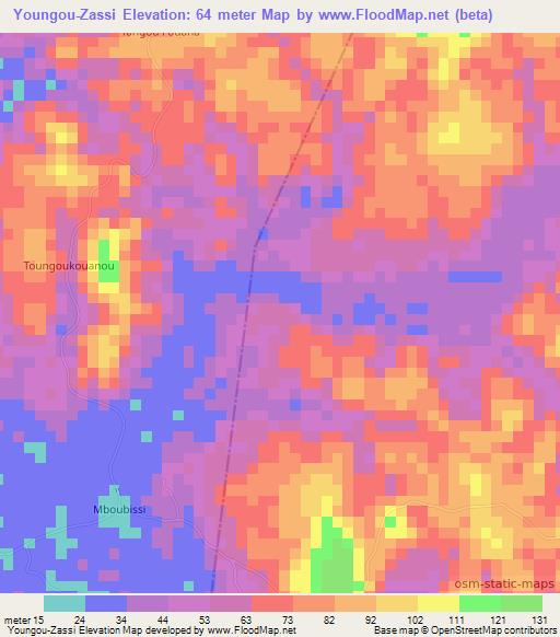 Youngou-Zassi,Congo (Brazzaville) Elevation Map