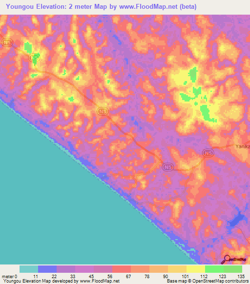 Youngou,Congo (Brazzaville) Elevation Map
