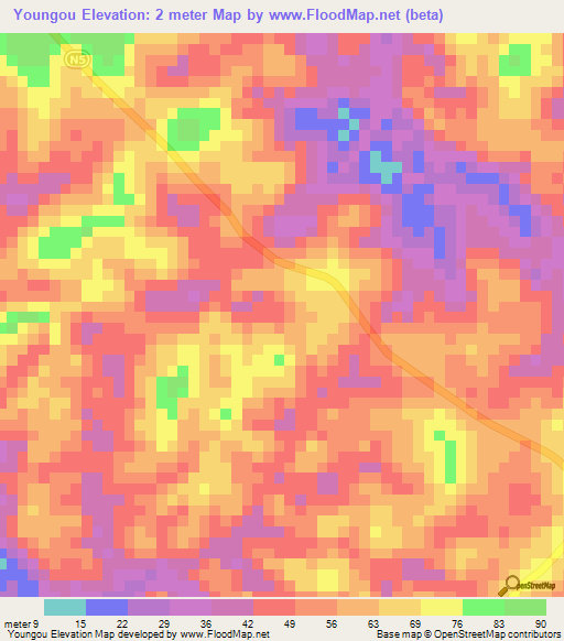 Youngou,Congo (Brazzaville) Elevation Map