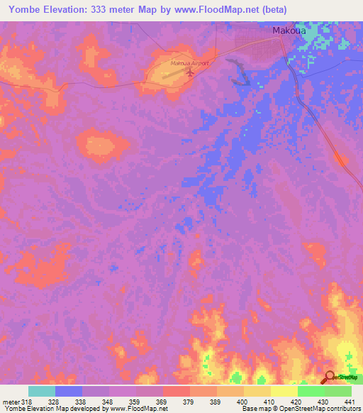 Yombe,Congo (Brazzaville) Elevation Map
