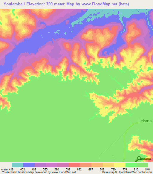 Youlambali,Congo (Brazzaville) Elevation Map