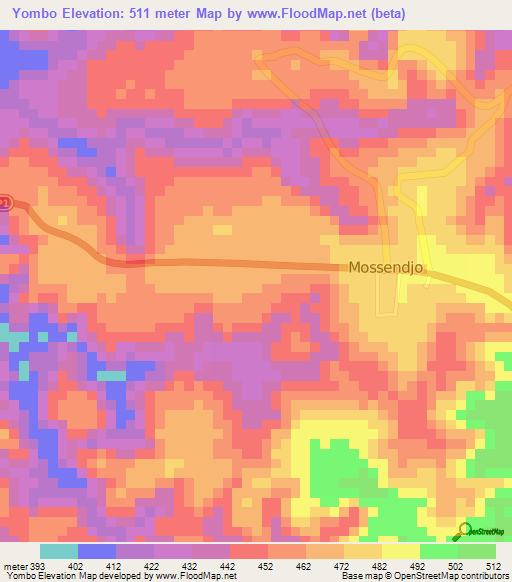 Yombo,Congo (Brazzaville) Elevation Map