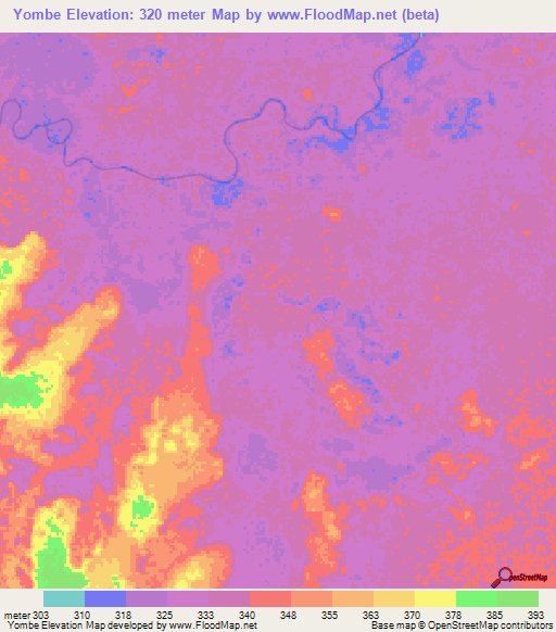 Yombe,Congo (Brazzaville) Elevation Map