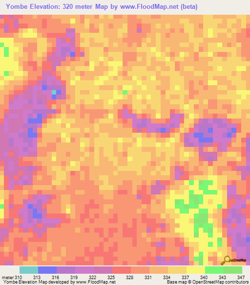 Yombe,Congo (Brazzaville) Elevation Map