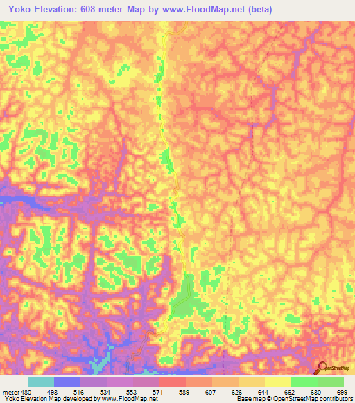 Yoko,Congo (Brazzaville) Elevation Map