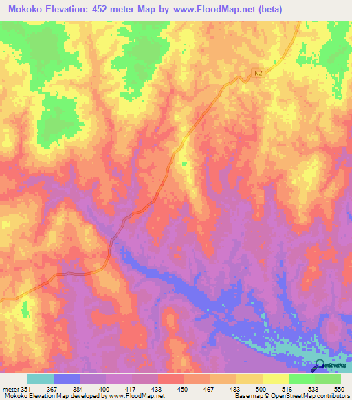 Mokoko,Congo (Brazzaville) Elevation Map
