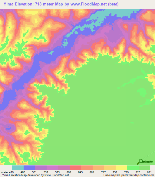 Yima,Congo (Brazzaville) Elevation Map