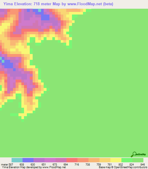 Yima,Congo (Brazzaville) Elevation Map