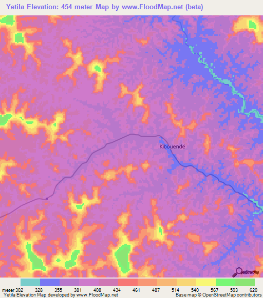 Yetila,Congo (Brazzaville) Elevation Map