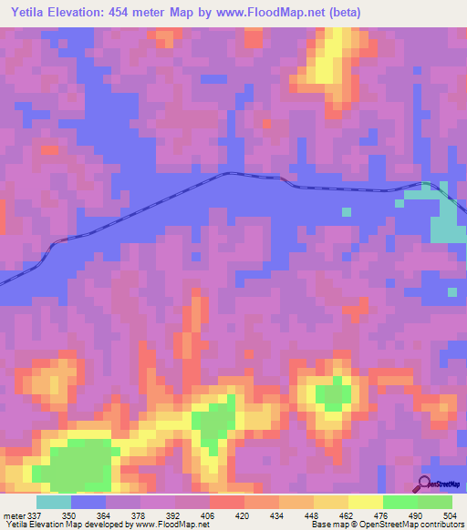 Yetila,Congo (Brazzaville) Elevation Map