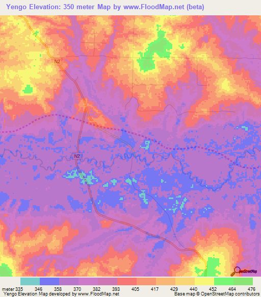Yengo,Congo (Brazzaville) Elevation Map