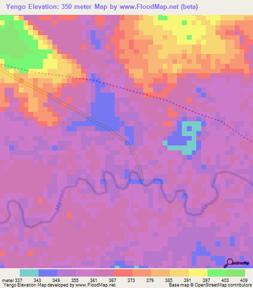 Yengo,Congo (Brazzaville) Elevation Map